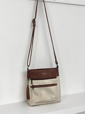 Shrrie Two-Tone medium size Brown and Cream Crossbody Bag